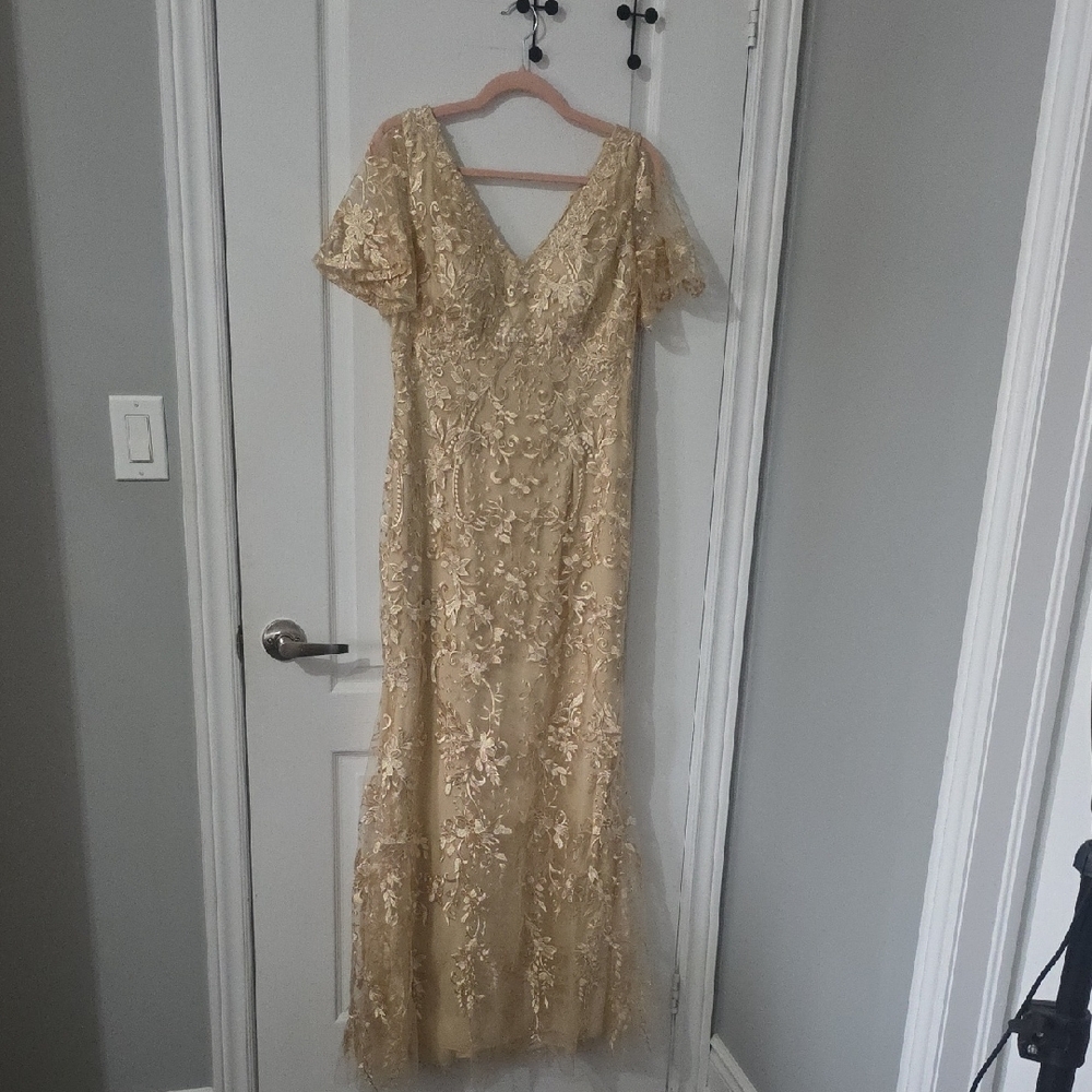 Elegant Gold Lace Gown
